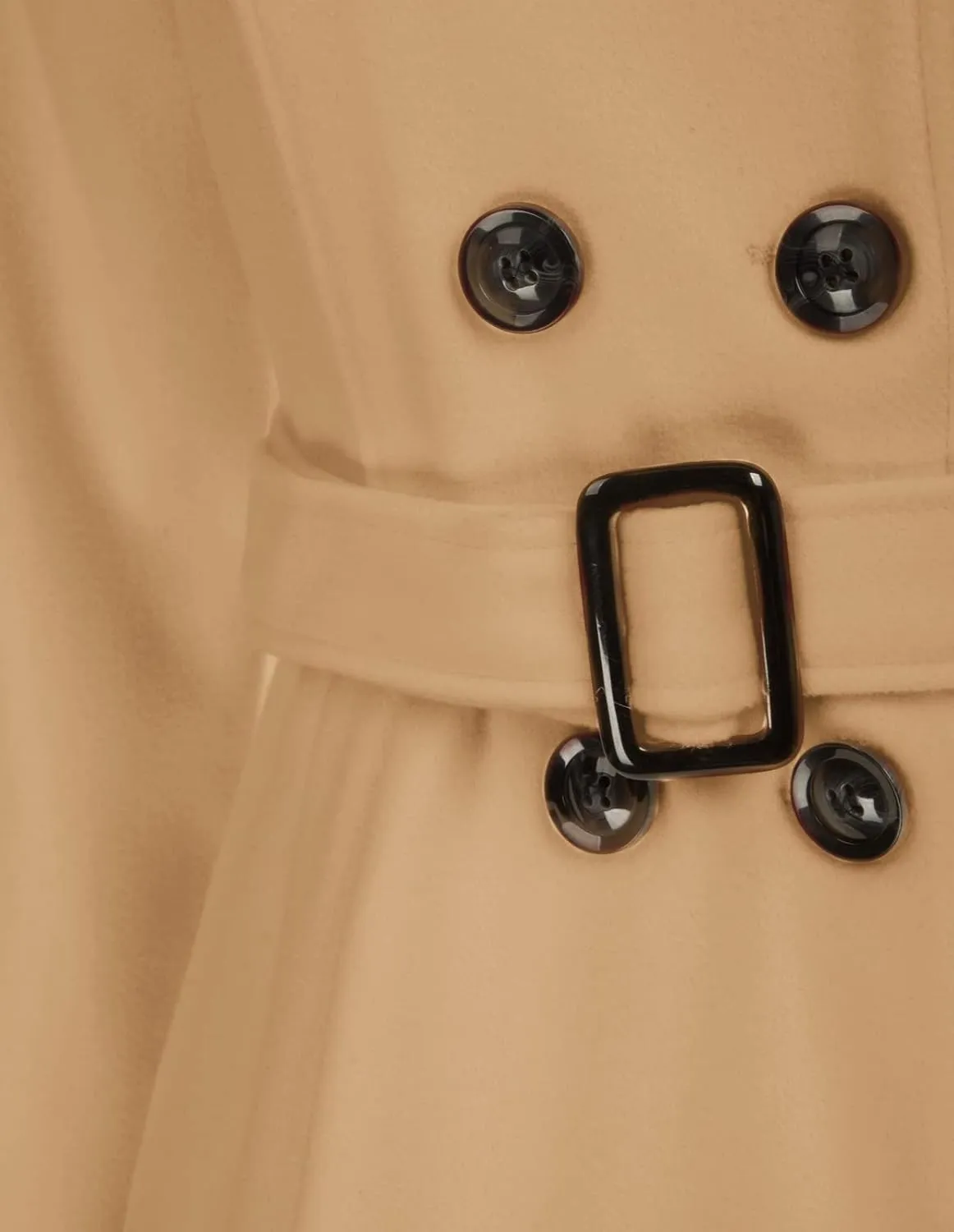 Kate Kasin Trench Coats for Women 2023 Classic Double Breasted Peacoat Button Closures Belted Winter Coat with Slit Pockets