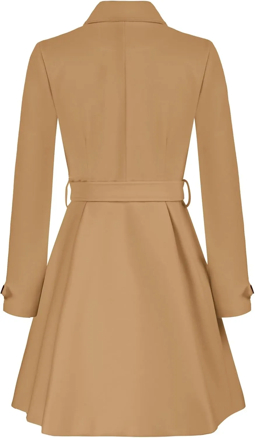 Kate Kasin Trench Coats for Women 2023 Classic Double Breasted Peacoat Button Closures Belted Winter Coat with Slit Pockets