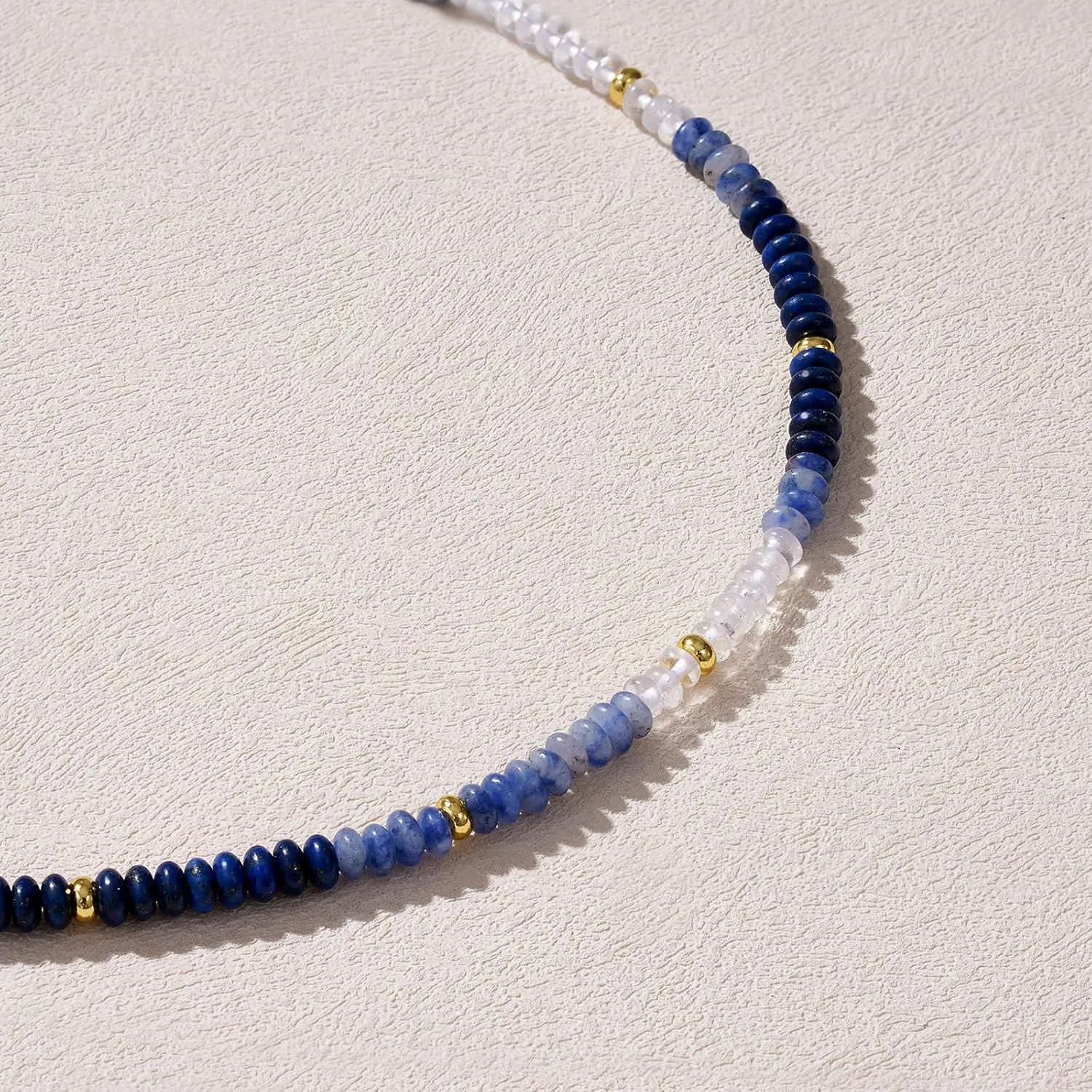 KELORIS PATH Beaded Necklace for Women, Colorful Gemstone Boho Bead Choker for Beach, Trendy Summer Natural Stone Jewelry Gifts