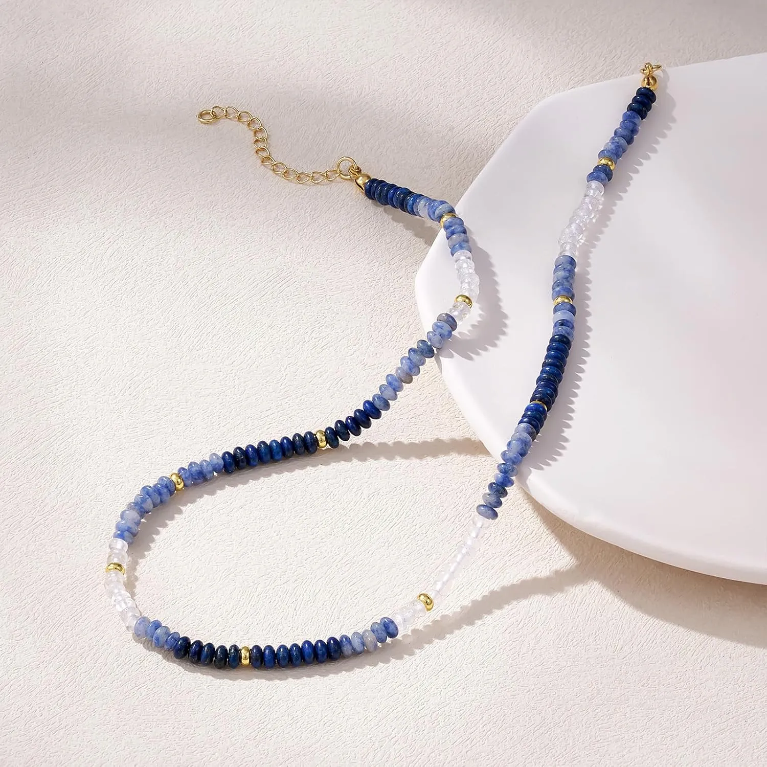 KELORIS PATH Beaded Necklace for Women, Colorful Gemstone Boho Bead Choker for Beach, Trendy Summer Natural Stone Jewelry Gifts