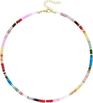 KELORIS PATH Beaded Necklace for Women, Colorful Gemstone Boho Bead Choker for Beach, Trendy Summer Natural Stone Jewelry Gifts