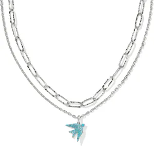 Kendra Scott Womens Melody Bird Multi Strand Necklace Silver Teal Crystal One Size
