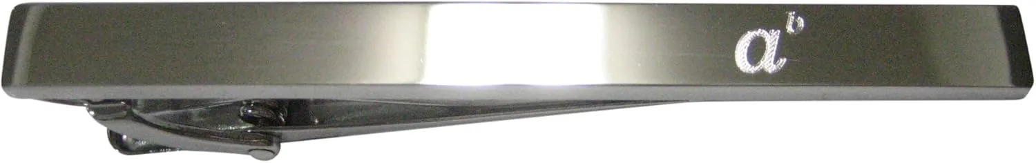 Kiola Designs Silver Toned Etched Sleek A to The Power of B Tie Clip