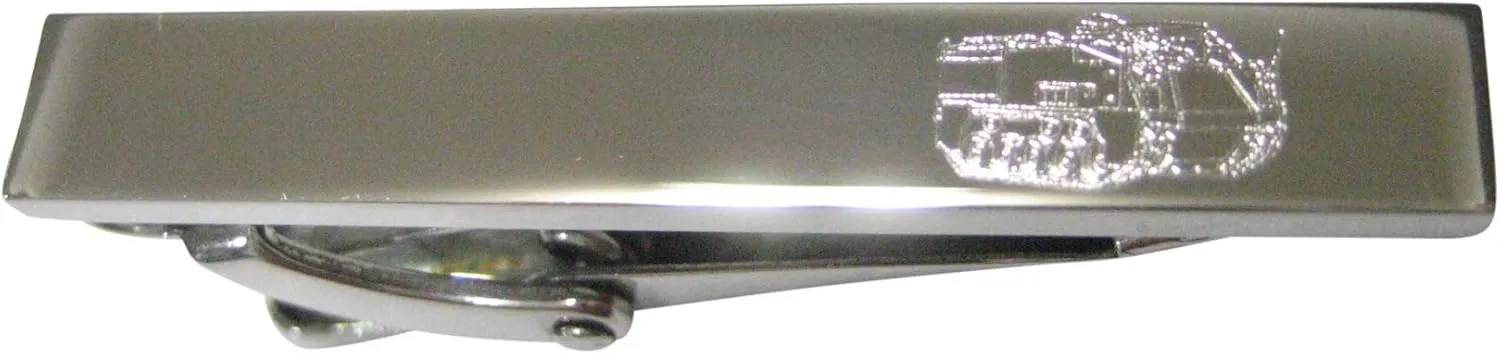 Kiola Designs Silver Toned Etched Sleek Armored Vehicle Skinny Tie Clip