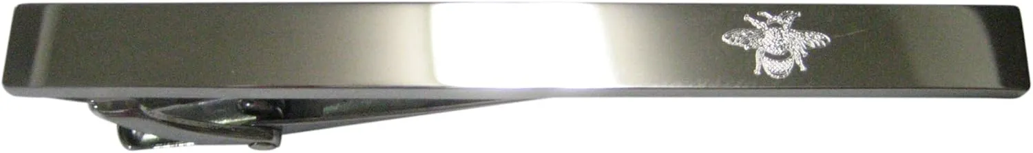 Kiola Designs Silver Toned Etched Sleek Bumble Bee Tie Clip