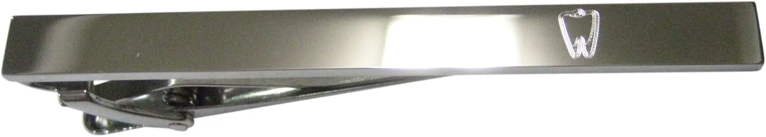 Kiola Designs Silver Toned Etched Sleek Dental Tooth Tie Clip