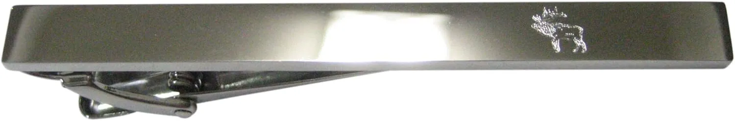 Kiola Designs Silver Toned Etched Sleek Elk Tie Clip