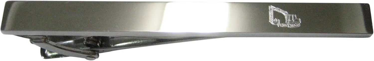 Kiola Designs Silver Toned Etched Sleek Excavator Tie Clip