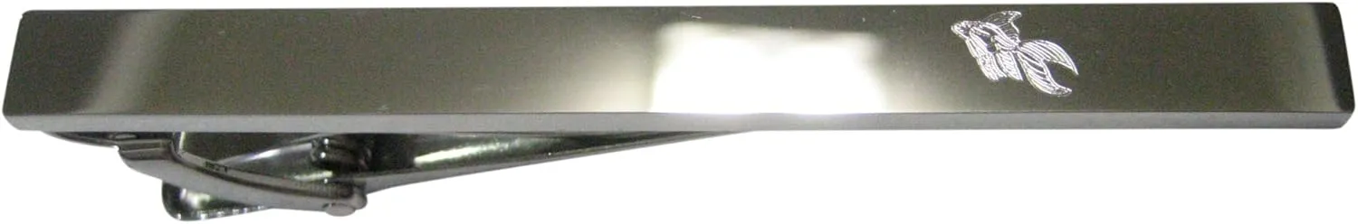 Kiola Designs Silver Toned Etched Sleek Large Tropical Fish Tie Clip
