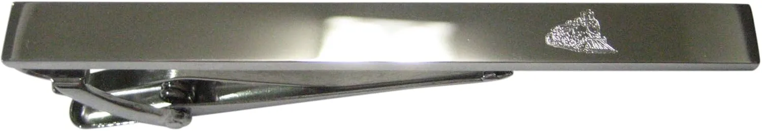 Kiola Designs Silver Toned Etched Sleek Locomotive Train Tie Clip