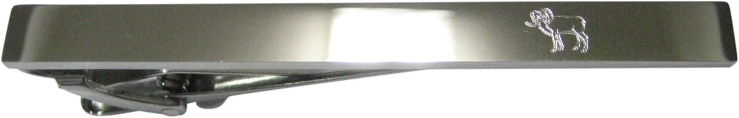 Kiola Designs Silver Toned Etched Sleek Ram Tie Clip