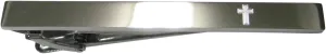 Kiola Designs Silver Toned Etched Sleek Religious Cross Tie Clip