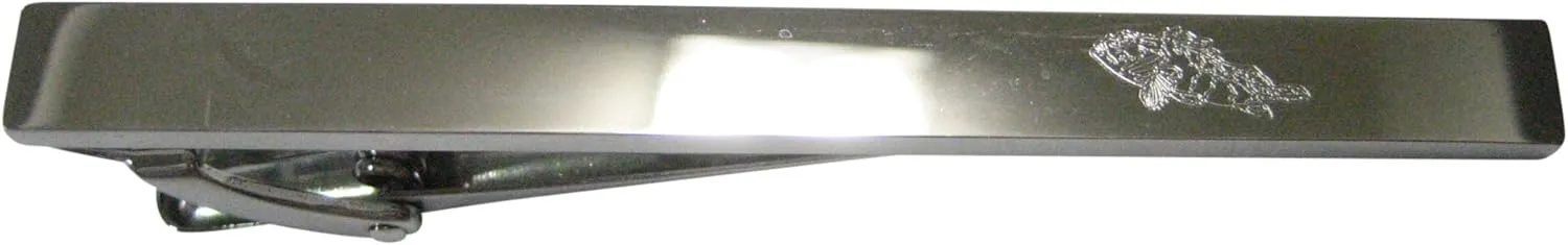 Kiola Designs Silver Toned Etched Sleek Rock Cod Fish Tie Clip