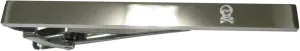 Kiola Designs Silver Toned Etched Sleek Shy Skull with Crossbones Tie Clip