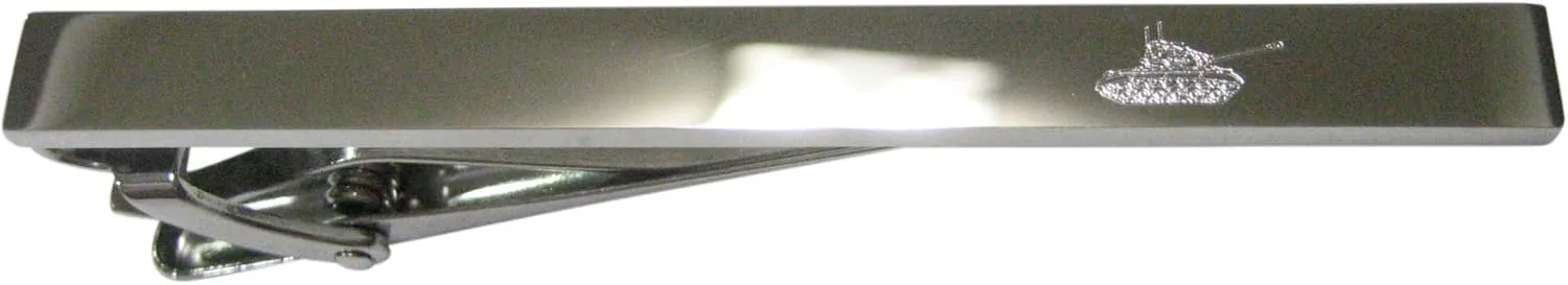 Kiola Designs Silver Toned Etched Sleek Simple Tank Tie Clip