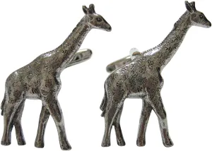 Kiola Designs Silver Toned Textured Giraffe Cufflinks