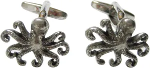 Kiola Designs Silver Toned Textured Octopus Cufflinks
