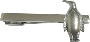 Kiola Designs Silver Toned Textured Penguin Bird Square Tie Clip
