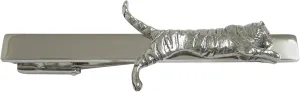 Kiola Designs Silver Toned Textured Tiger Square Tie Clip