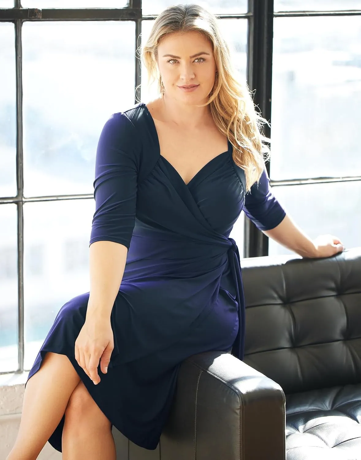 Kiyonna Women's Plus Size Sweetheart Knit Wrap Dress