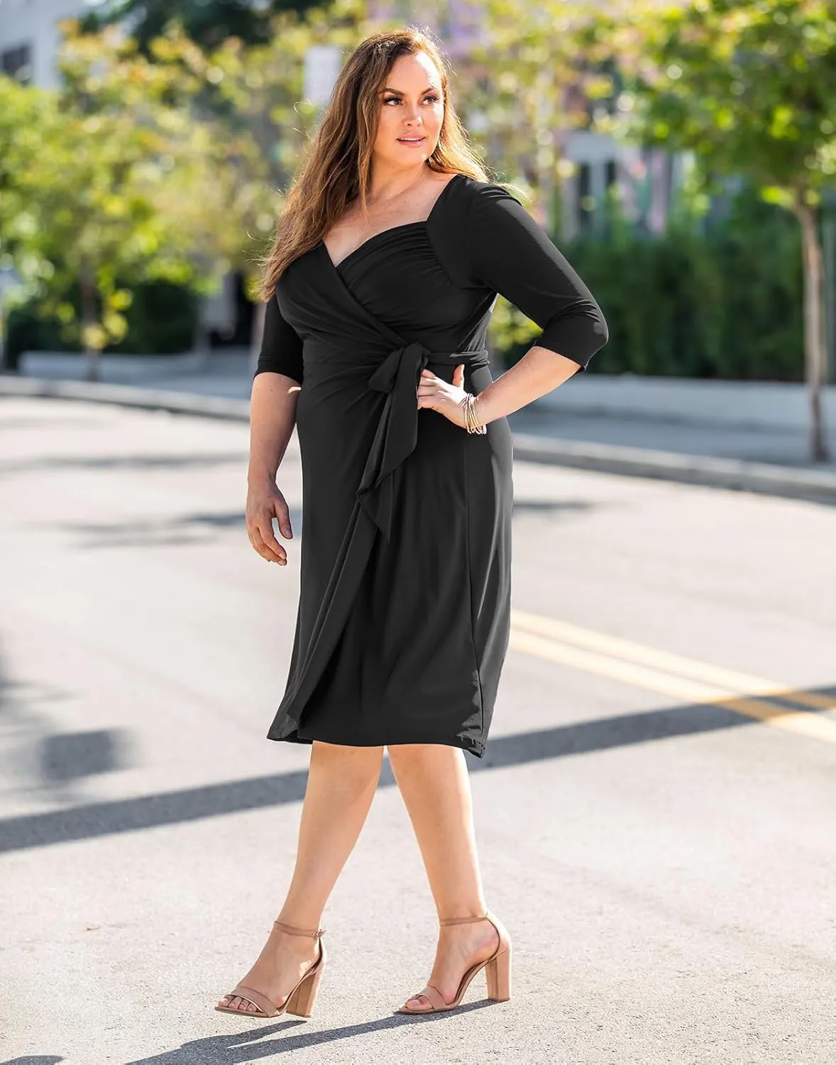 Kiyonna Women's Plus Size Sweetheart Knit Wrap Dress