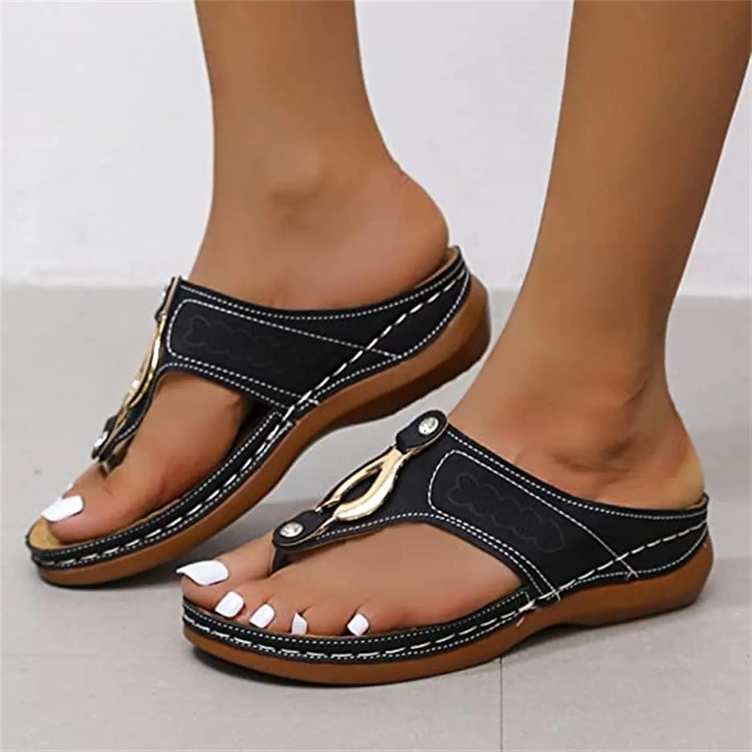 Ladmiple Orthopedic Sandals For Women Elegant Orthotic Flips Flops Arch Support Flat feet Slides Comfortable Walking Shoes