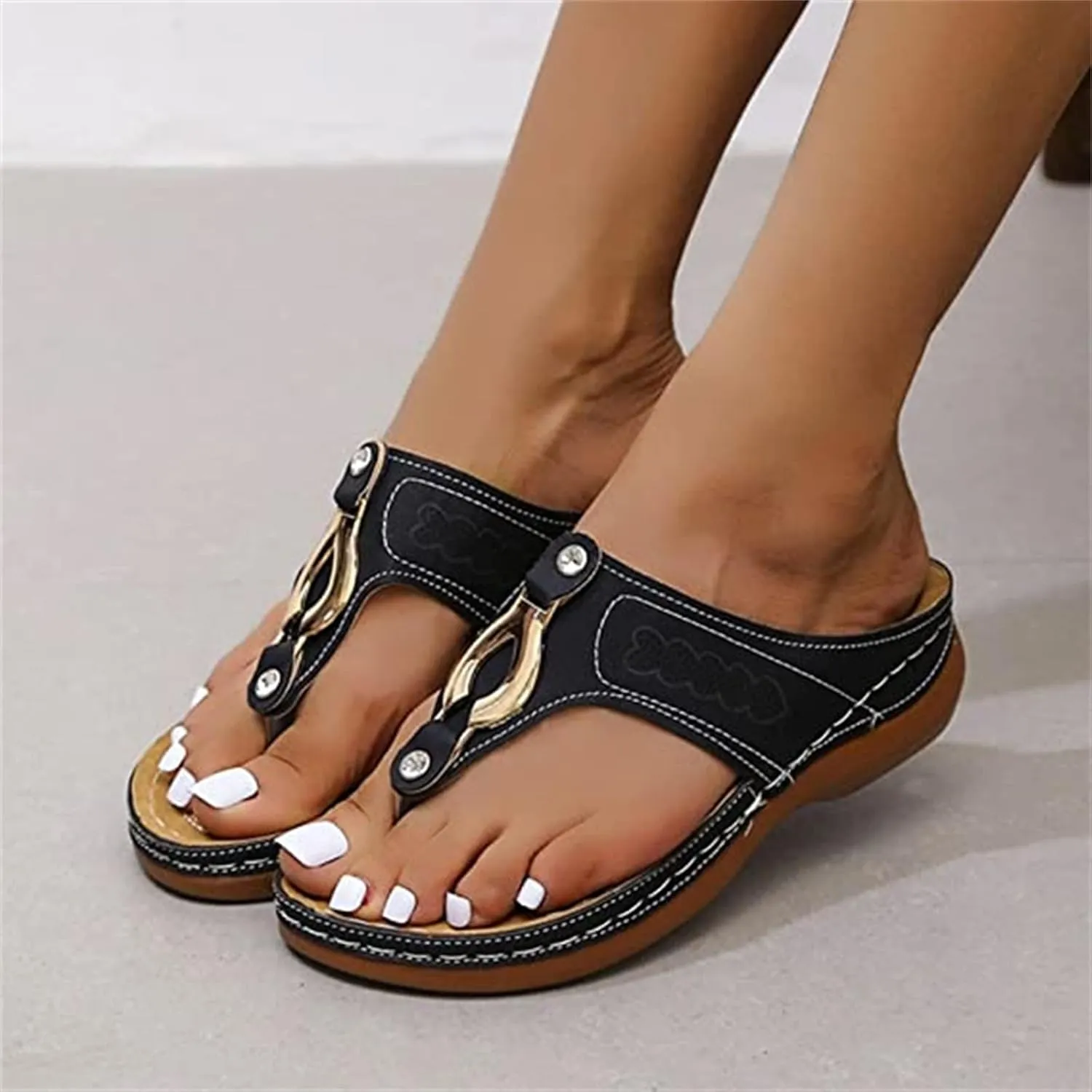 Ladmiple Orthopedic Sandals For Women Elegant Orthotic Flips Flops Arch Support Flat feet Slides Comfortable Walking Shoes