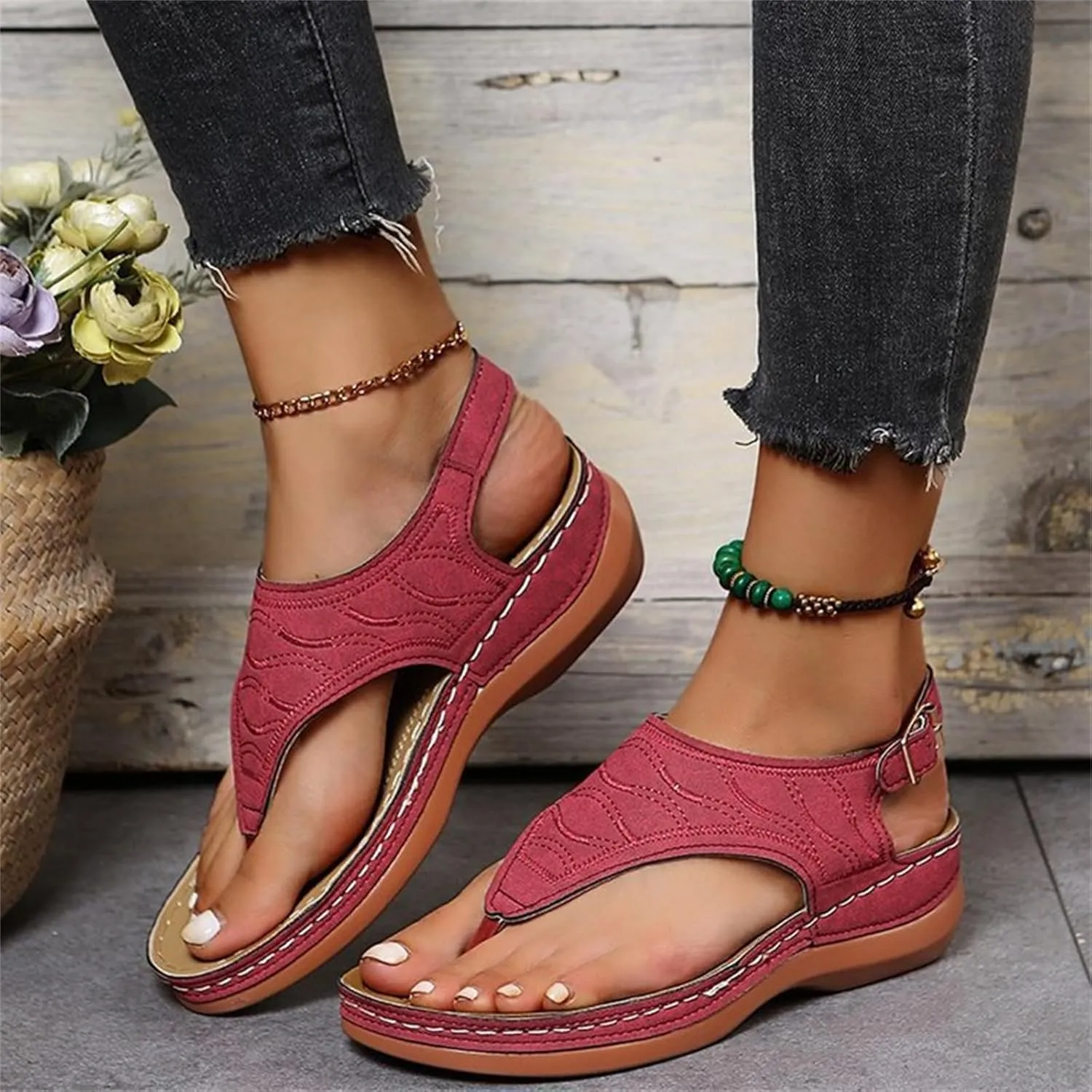 Ladmiple Orthotic Sandals For Women Plantar Fasciitis Arch Support Orthopedic Flip Flops Dressy Summer Comfortable Slides