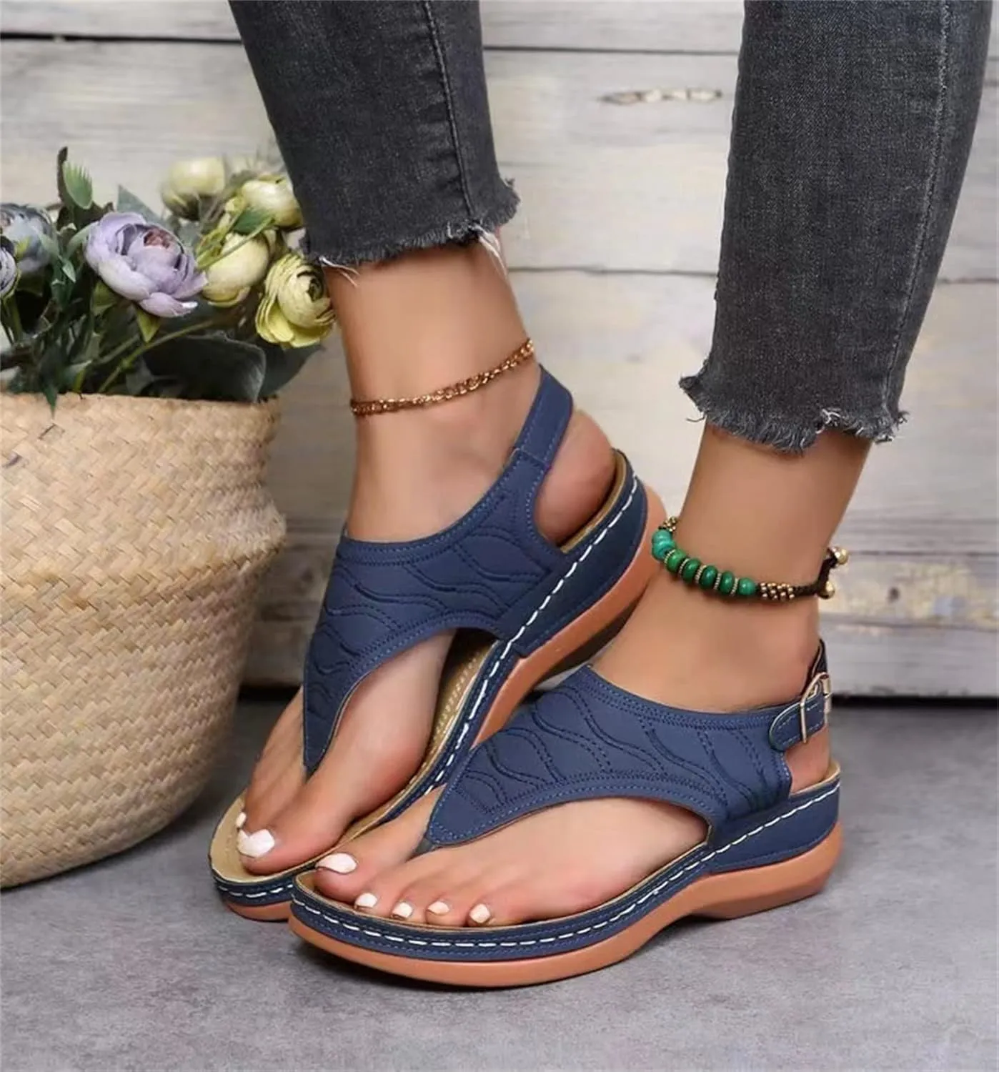 Ladmiple Orthotic Sandals For Women Wide Width Comfortable Orthopedic Slides Dressy Summer Flip Flops with Arch Support
