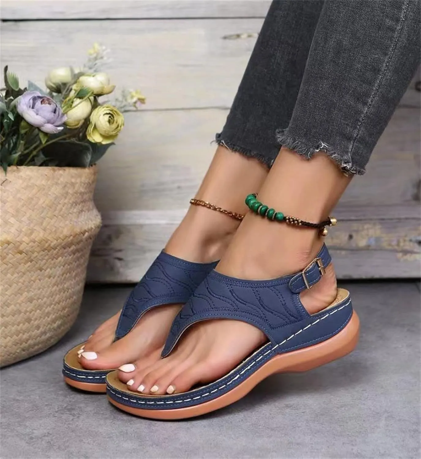 Ladmiple Orthotic Sandals For Women Wide Width Comfortable Orthopedic Slides Dressy Summer Flip Flops with Arch Support