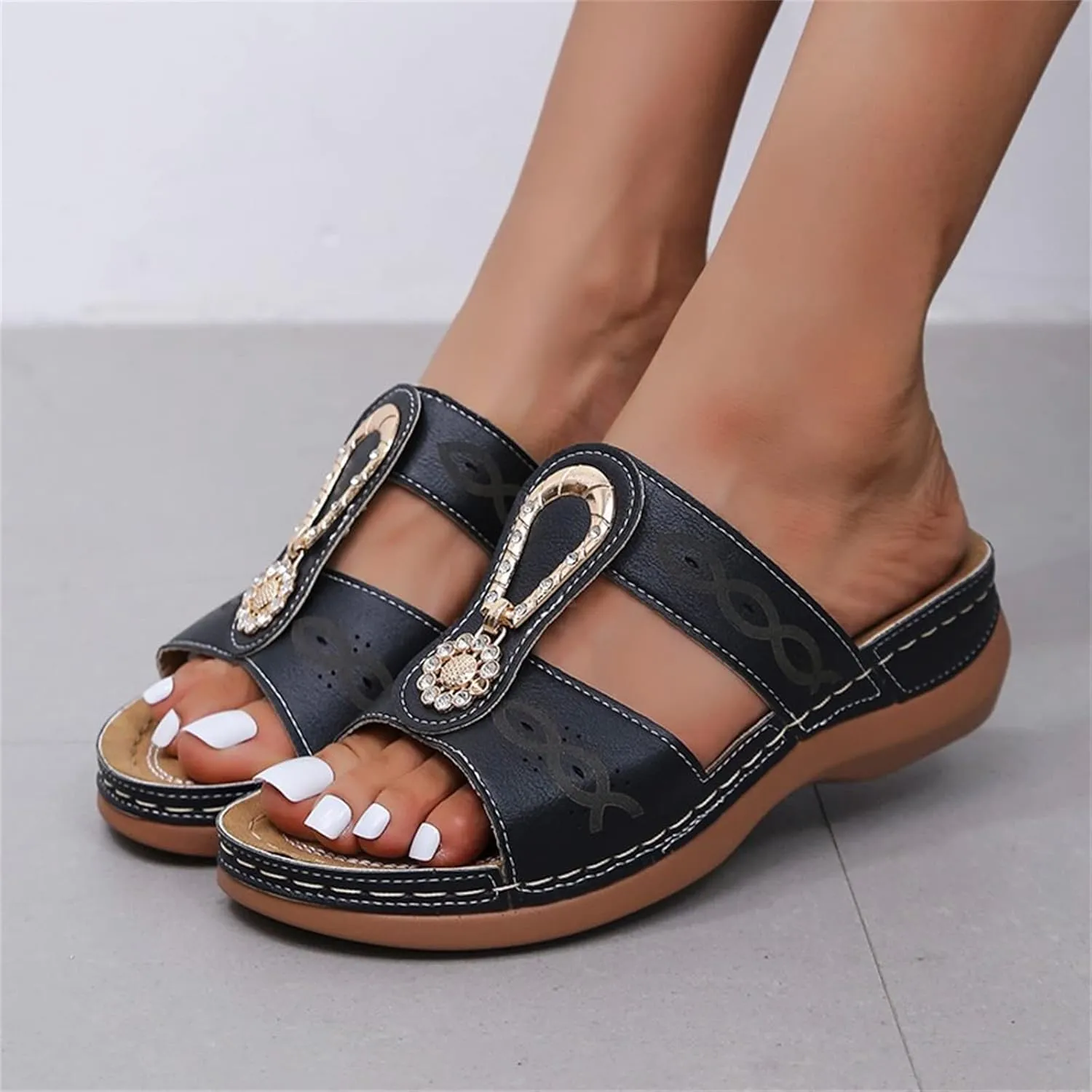 Ladmiple Sandals Women Beach Vacation Orthopedic Arch Support Flip Flops Soft Summer Dressy Comfortable Orthotic Slides 2024