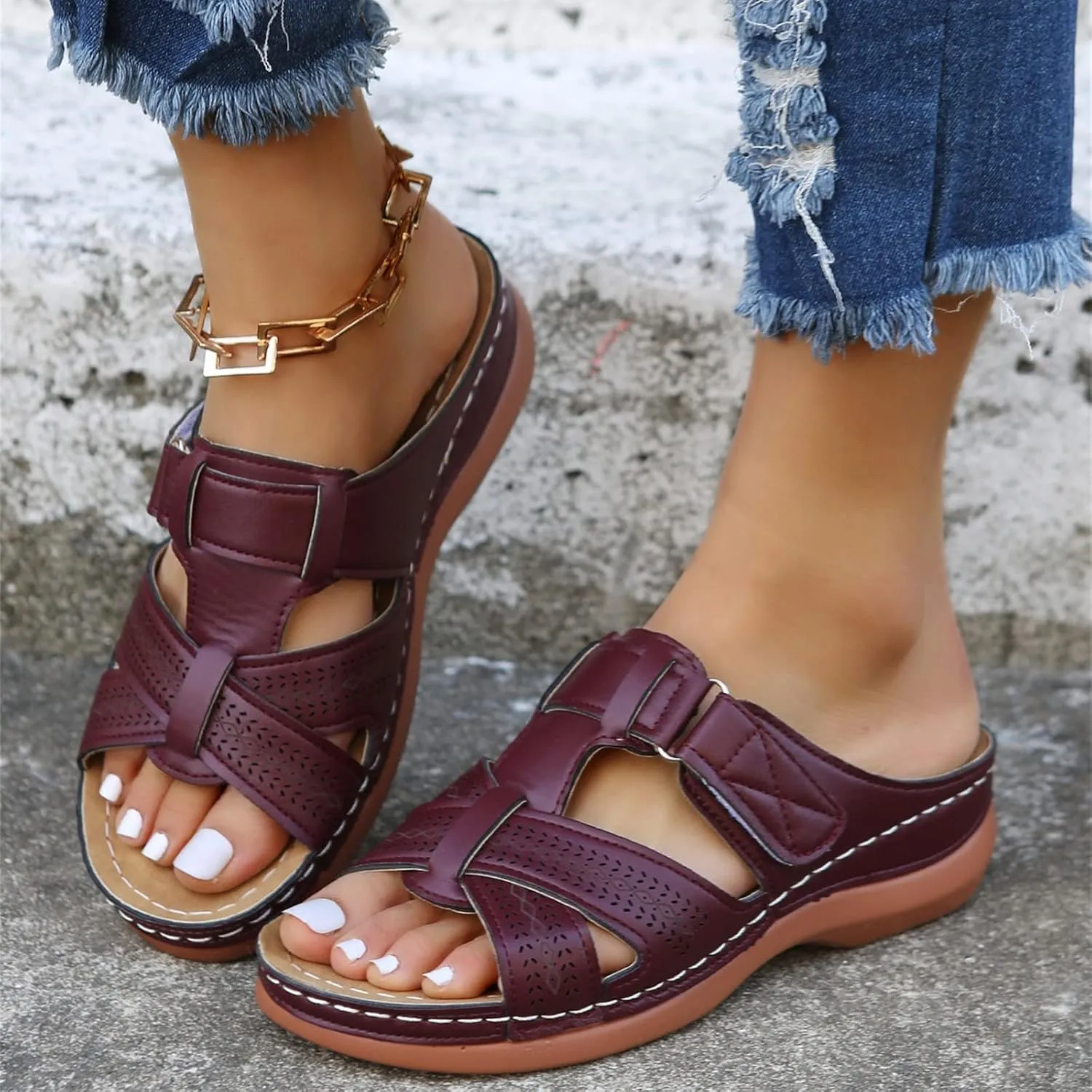 Ladmiple Womens Sandals With Arch Support Plantar Fasciitis Comfortable Orthotic Flip Flops Dressy Summer Orthopedic Slides