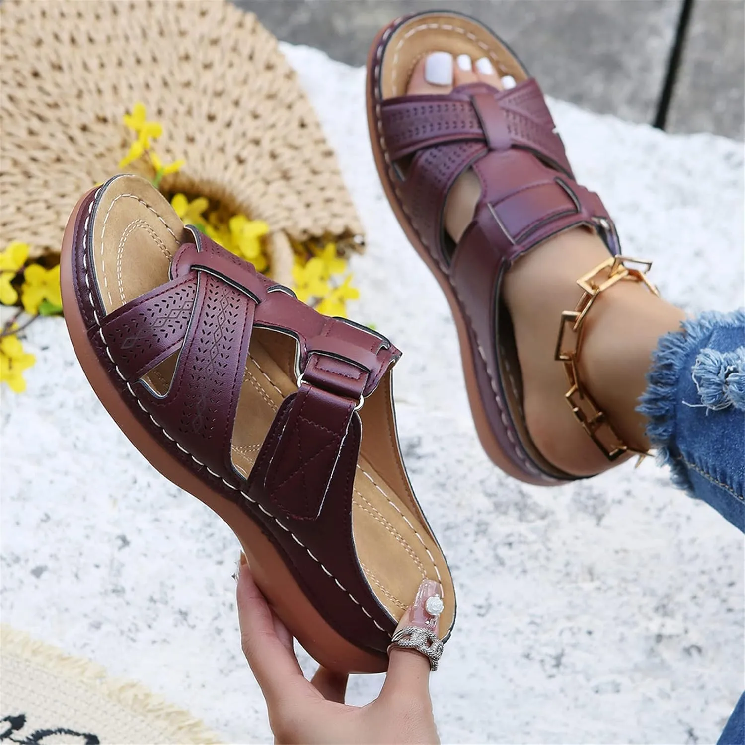 Ladmiple Womens Sandals With Arch Support Plantar Fasciitis Comfortable Orthotic Flip Flops Dressy Summer Orthopedic Slides