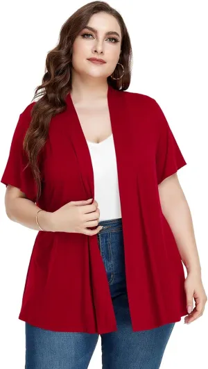 LARACE Short Sleeve Cardigans for Womens Summer Tops Casual Plus Size Open Front Lightweight Cover Up