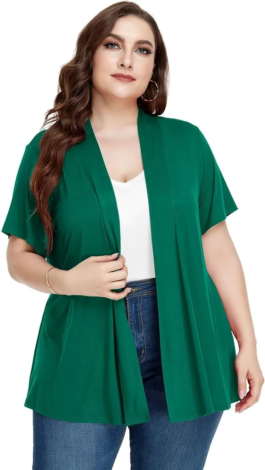 LARACE Short Sleeve Cardigans for Womens Summer Tops Casual Plus Size Open Front Lightweight Cover Up