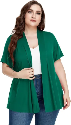 LARACE Short Sleeve Cardigans for Womens Summer Tops Casual Plus Size Open Front Lightweight Cover Up