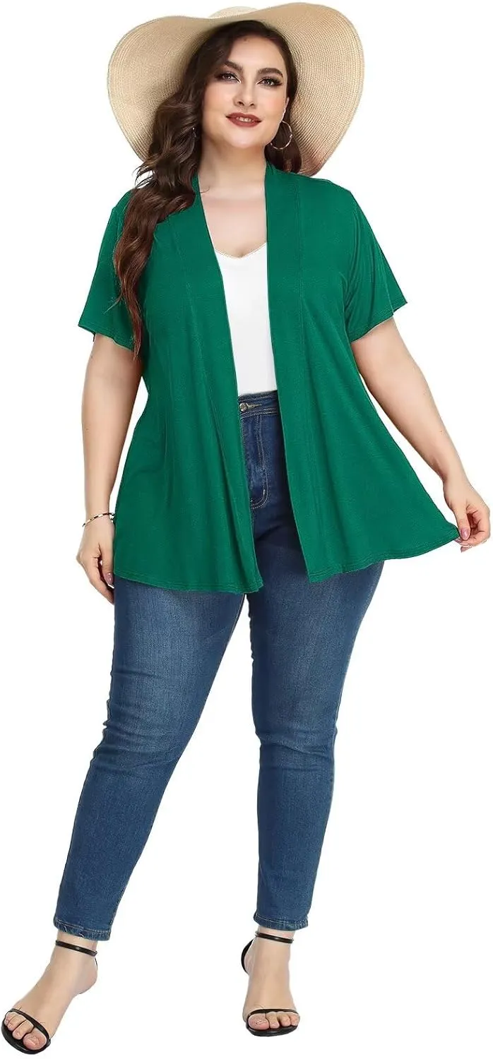 LARACE Short Sleeve Cardigans for Womens Summer Tops Casual Plus Size Open Front Lightweight Cover Up