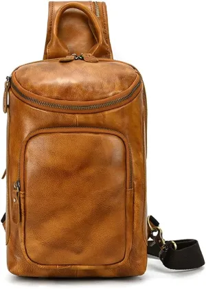 Large Capacity Multi-functional Crossbody Bag Vintage Single Shoulder Wrap Layer Cowhide