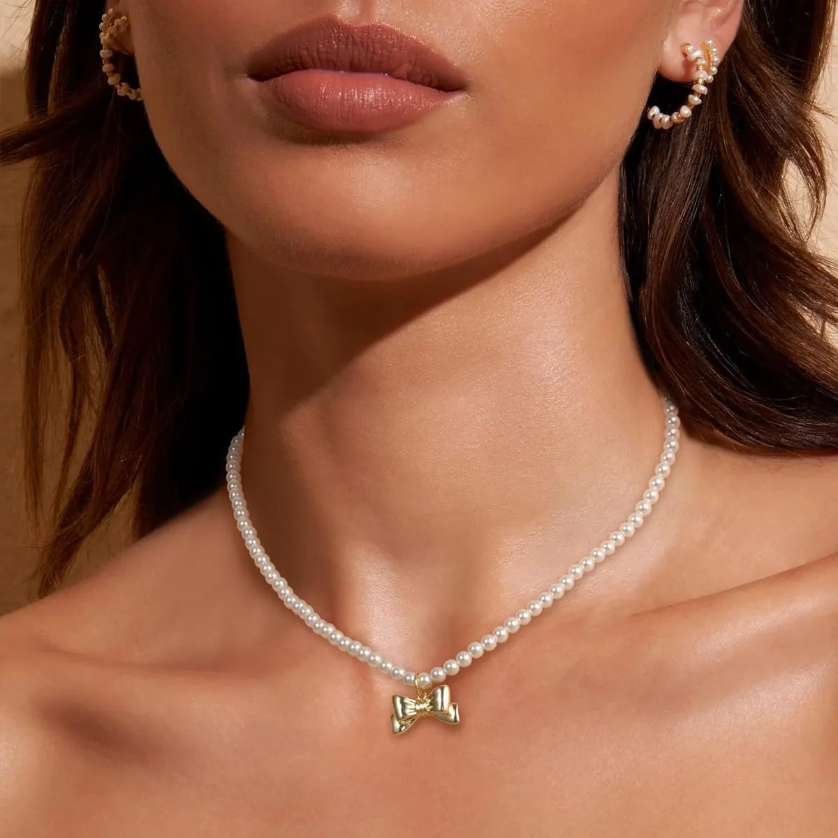 Lariat Gold Necklace for Women: Dainty Pearl Necklace 14k Gold Plated/Silver Y-Shaped Pendant Long Necklace Fashion Layered Simple Gold Necklace Jewelry For Women Trendy