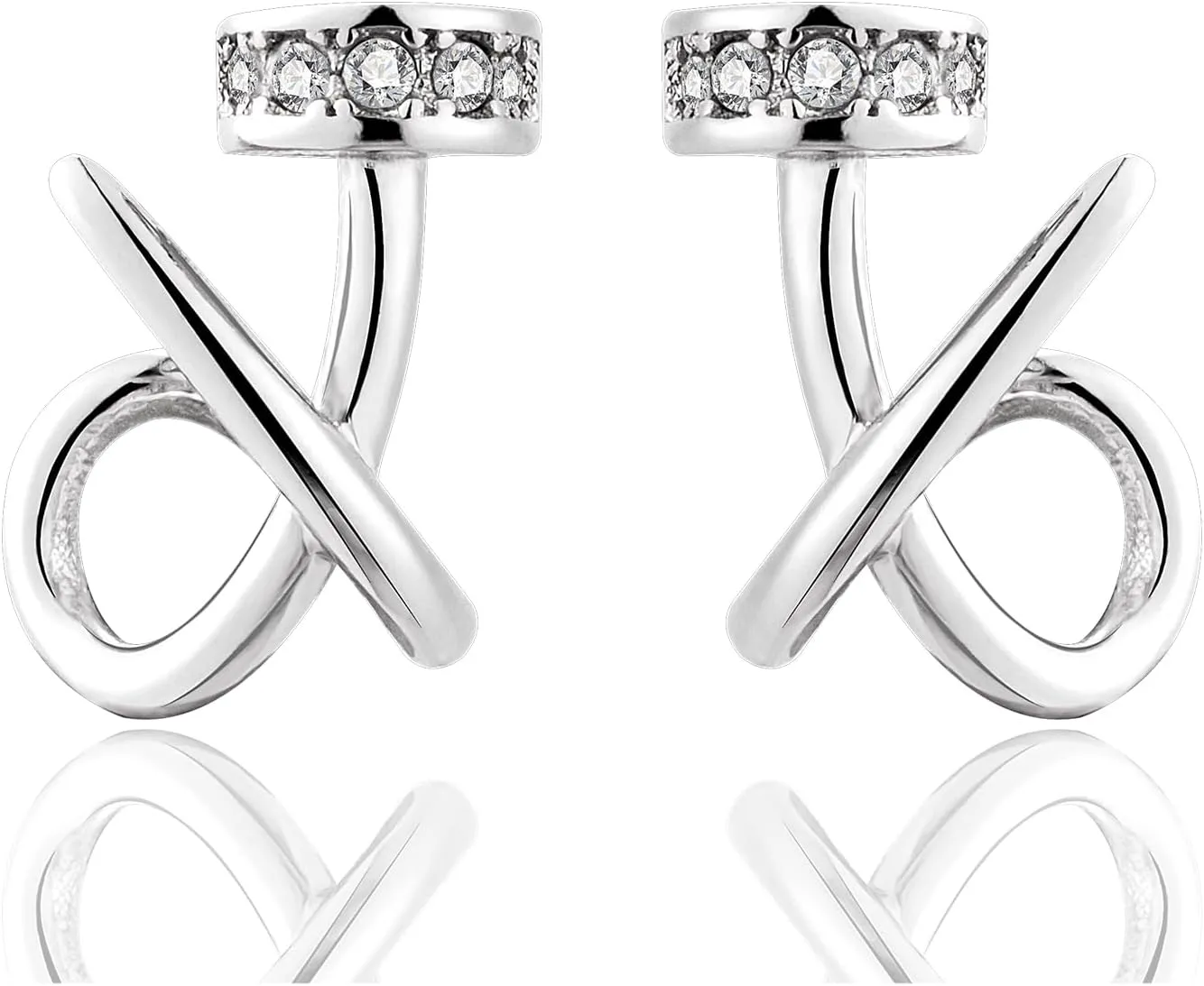LAXPICOL 925 Sterling Silver Cross Crawler Earrings Wrap Cuff Earrings For Women Sparkly Cubic Zirconia Piercing Stud Earrings