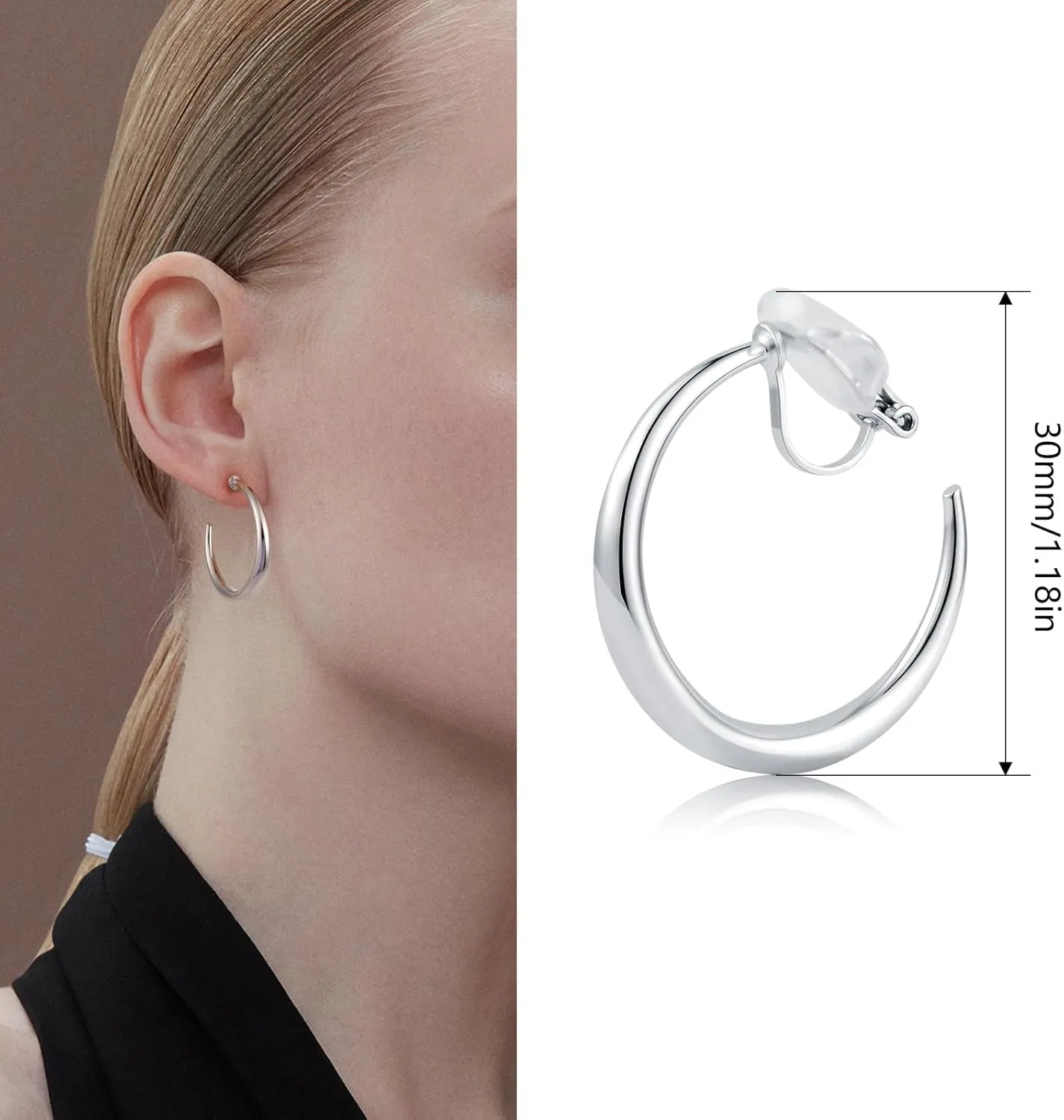 LAXPICOL Chunky Gold/Silver/Rose-gold Hoop Earrings Clip On Earrings For Women No-piercing
