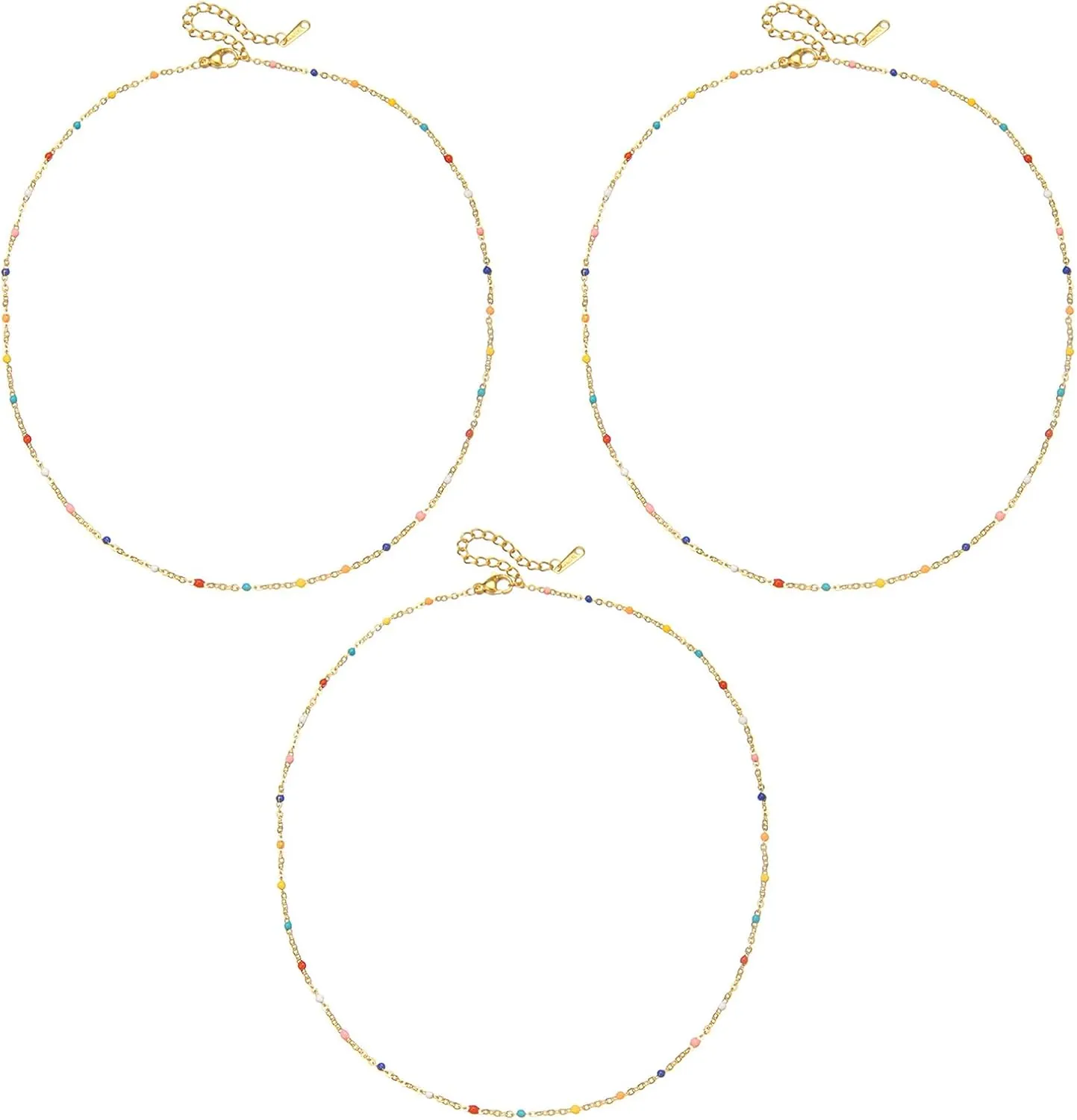 Layered Necklaces for Women,Gold Chain Necklace for Women,Simple Minimalist Choker Necklace,Layered Gold Choker Necklaces,Thin Satellite Beaded Necklace,Jewelry Gifts for Women- 3pack