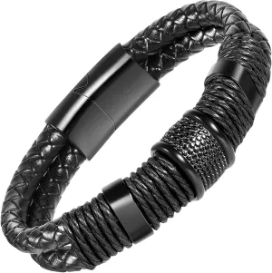 Leather Bracelet For Men Braided Jewelry Braclets Bangle Cool Black brown Wrist bracelet