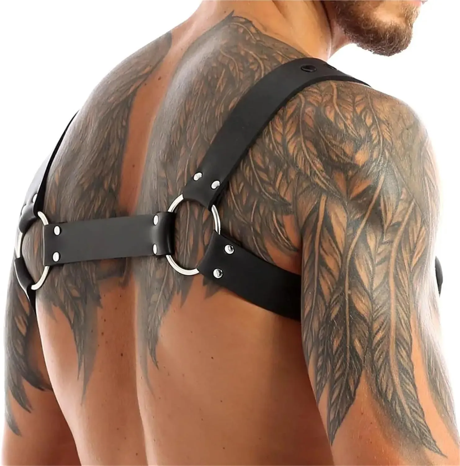 Leather Harness For Mens Bondage Night Clubwear Gay Shoulder Body Chest Muscle Harness Belt Straps Costumes