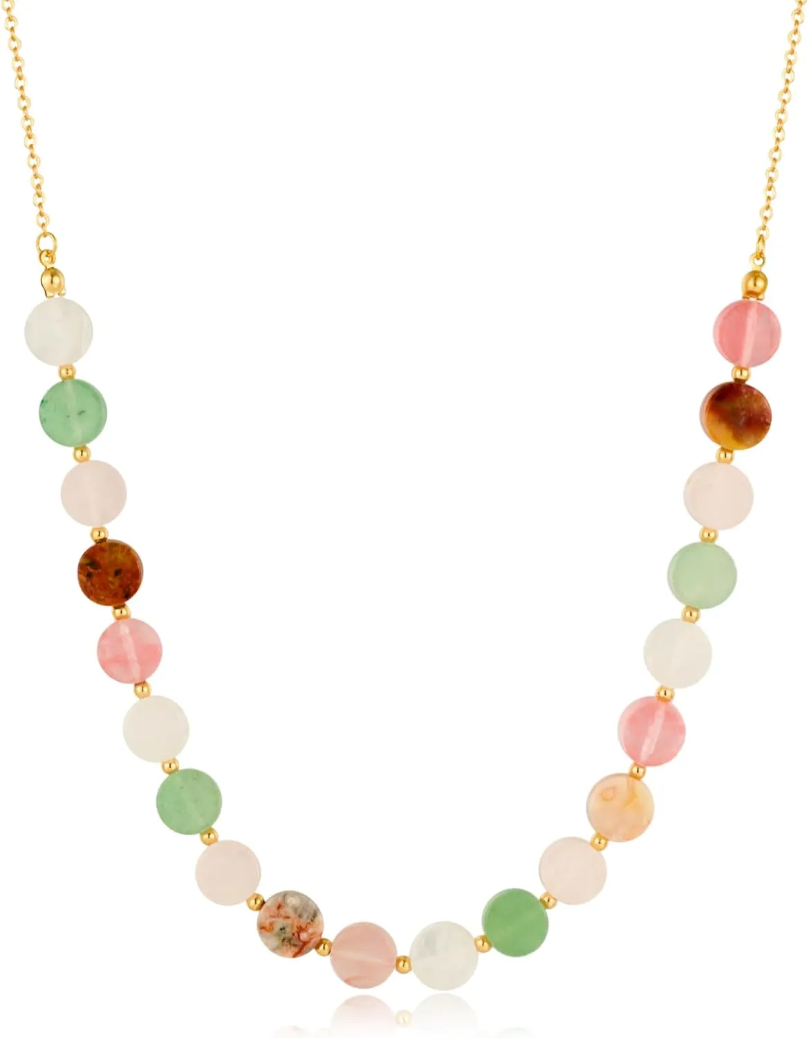 LILIE&WHITE Rainbow Beaded Necklaces For Women Gold Necklace Beaded Choker Necklace Gemstone Necklace Gold Necklace Boho Necklaces Jewelry Gift
