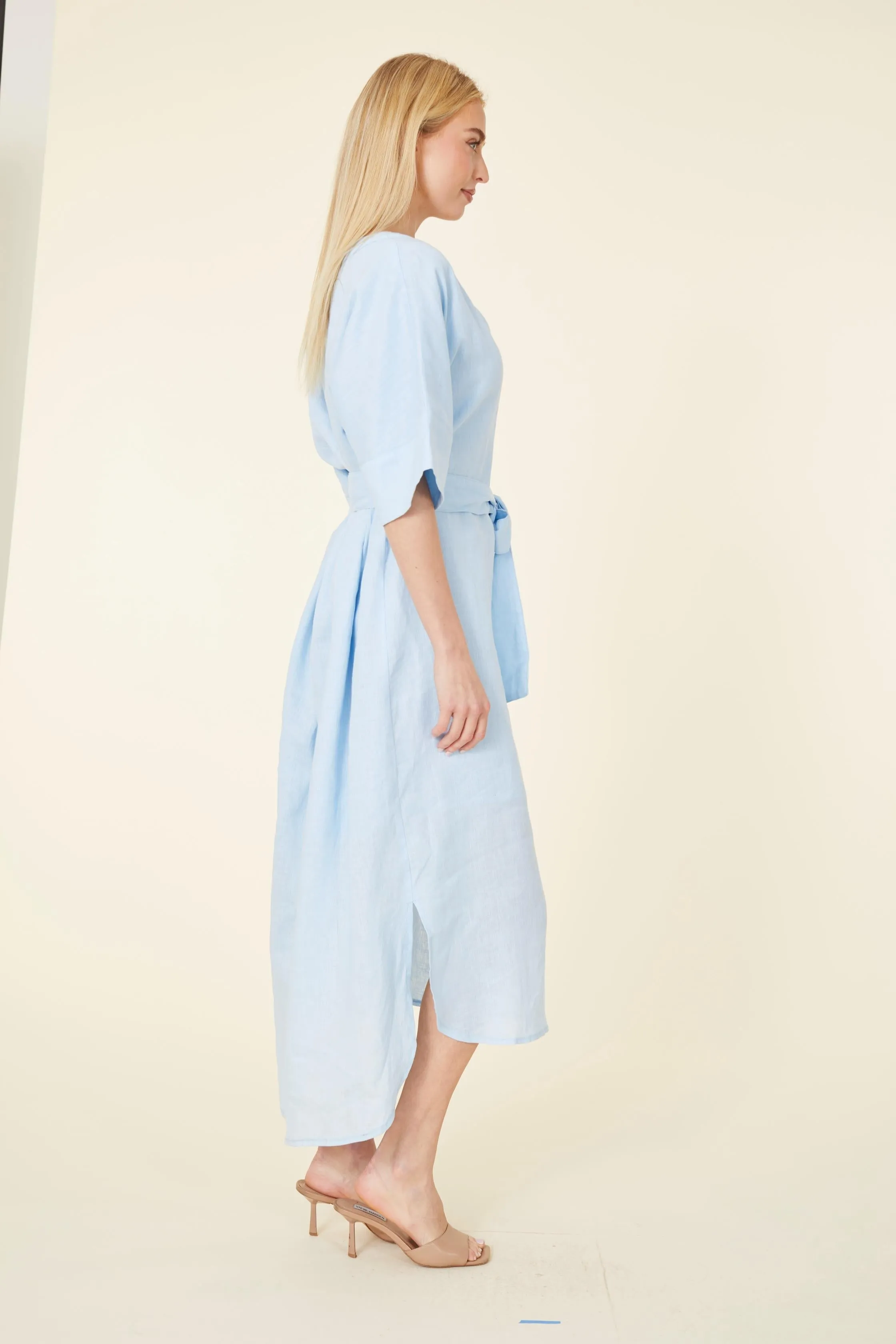 Linen Belted Maxi Dress
