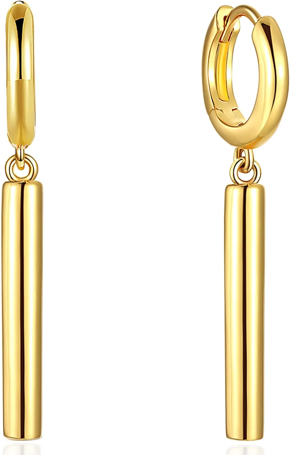 Long Bar Dangle Earrings for Women | Sleek Bar Hoops | Simple Stick Charm Huggies