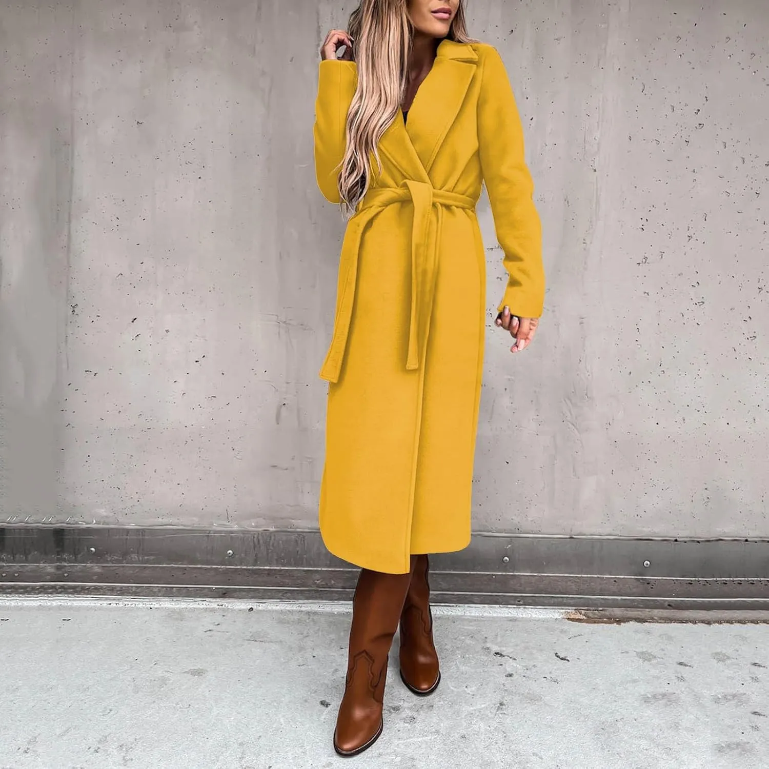 Long Trench Coats for Women Fashion Elegant Jacket Trench Coats Fall Winter Classic Lapel Windbreaker with Belt