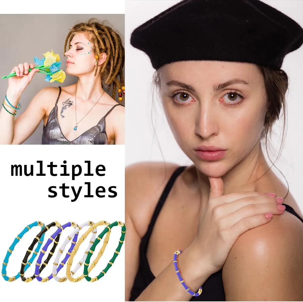 Love Friendship Bracelet Bangle Colorful Enamel Bangles Bracelets for Women Party Fashion Bamboo Design Gold Bracelet Bangles Jewelry Birthday with Gifts Box
