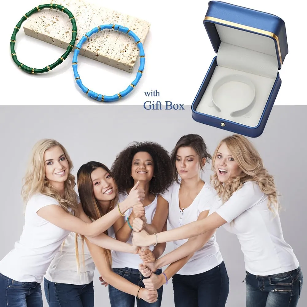 Love Friendship Bracelet Bangle Colorful Enamel Bangles Bracelets for Women Party Fashion Bamboo Design Gold Bracelet Bangles Jewelry Birthday with Gifts Box